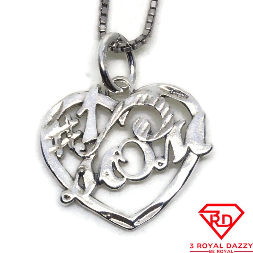 Heart best Mom 3D Pendant 925 Sterling Silver